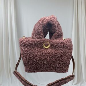 Laundry by Shelli Segal Mauve Sherpa Teddy Shoulder Bag/Tote NWOT
